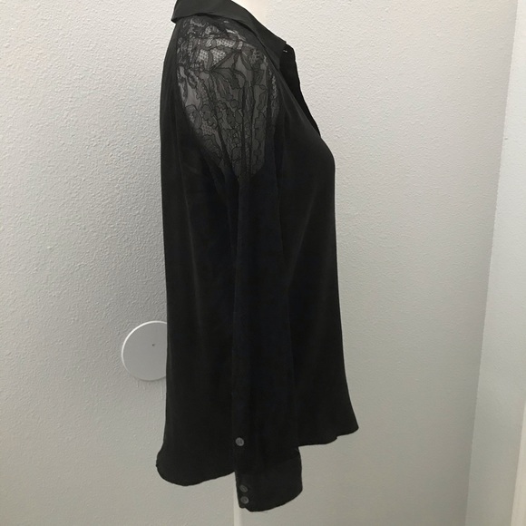 Equipment black silk lace long sleeve blouse small - Picture 7 of 11